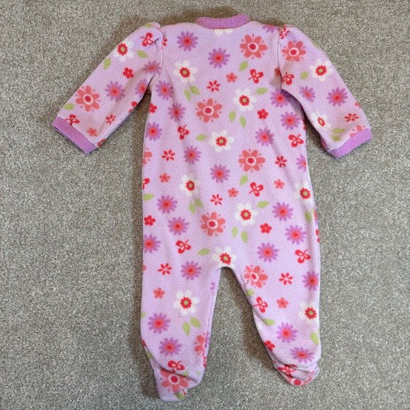 Little Me Baby Girls Purple Floral Fleece Footed Pajamas Sleepers 9M Vintage - Picture 6 of 7